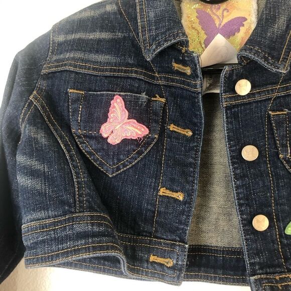 Disney Crop Jean Thinker bell Jacket Size L - Picture 2 of 8
